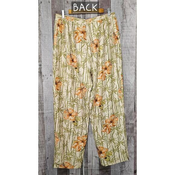 Vintage ADRIANNA PAPELL Silk Tropical Flower Beaded Lined PANTS Women's size 16 - Picture 2 of 10
